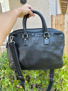 BRUNO MAGLI Black Leather Briefcase with strap